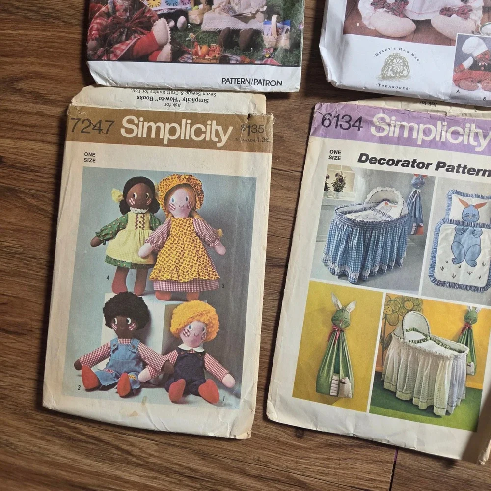 Vintage Simplicity Sewing Patterns Crafts Dolls Nursery 7899 9880 7929 7247